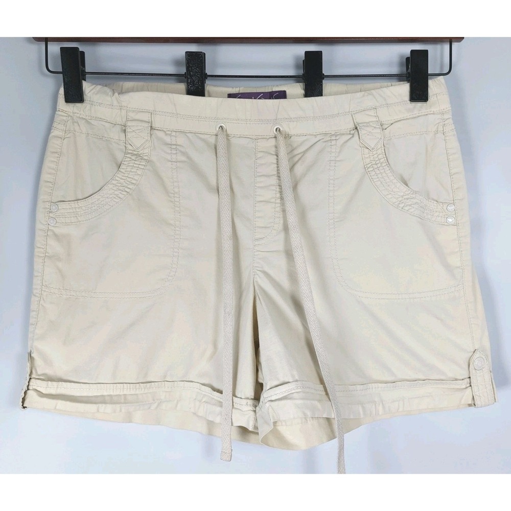 Gloria Vanderbilt Khaki Shorts Wms 12 Tan Beige Hiking Pockets Draw String *READ